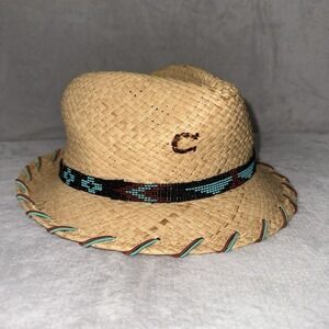 Charlie 1 Horse Straw Hat Beaded Fedora Summer Vacation Adult Men's Unisex VTG